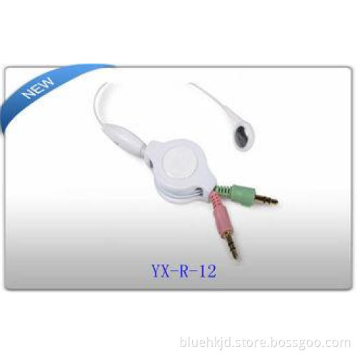 0.8M cable 3.5MM plug stereo retractable earphone / earbuds